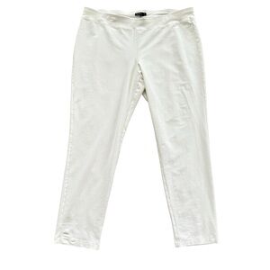 Eileen Fisher Off White Stretch Washable Crepe Slim Ankle Pull On Pants Size XL